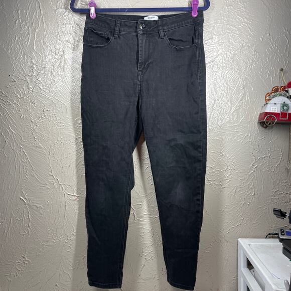 Kensie Womens Black Tapered Leg Mid Rise Wash 5 Pockets Stretch Jeans Sz 8/29 - Picture 1 of 7